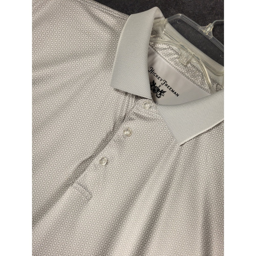 Hickey Freeman Golf Polo Shirt White Men's  2XL XXL All Over Geometric Print